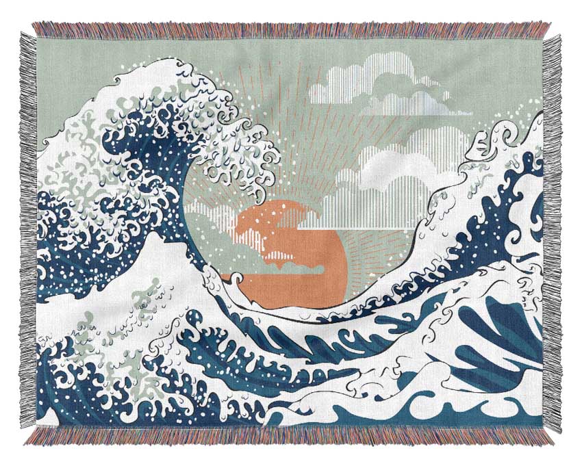 Waves Under The Sun Woven Blanket