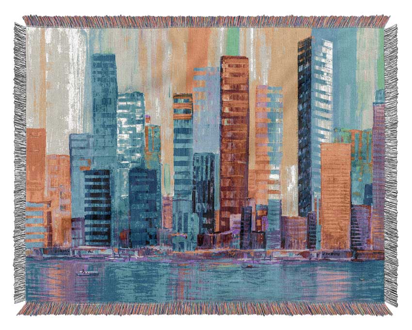 Warm And Cool City Lights Woven Blanket