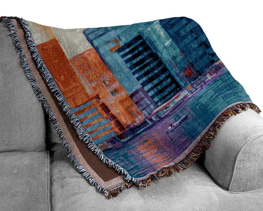 Warm And Cool City Lights Woven Blanket