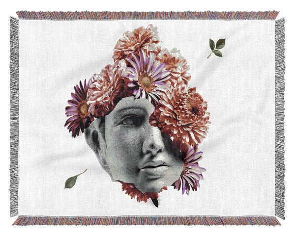 Floral Greek Face Woven Blanket