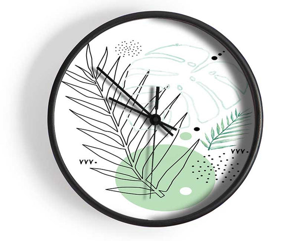 Fern Line Drawing Clock - Wallart-Direct UK