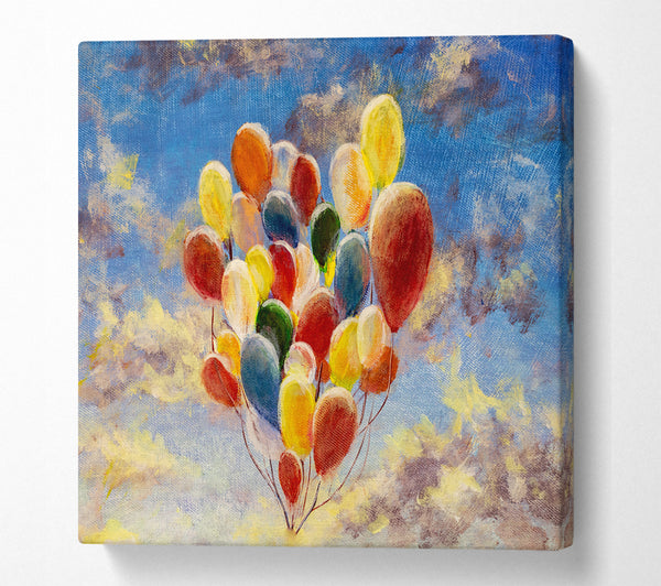 A Square Canvas Print Showing Balloons In The Sky Square Wall Art
