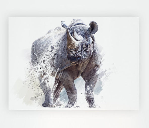 Watercolour Rhino Print Poster Wall Art