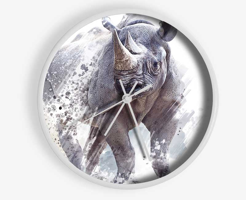 Watercolour Rhino Clock - Wallart-Direct UK
