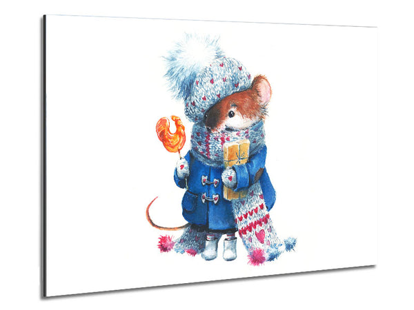 Watercolour Mouse Metal Print