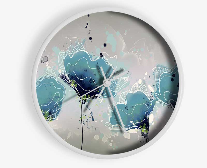 Blue Jazz Flowers Clock - Wallart-Direct UK