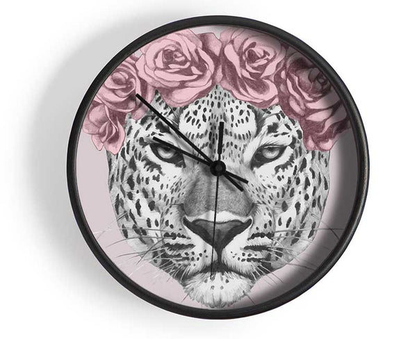 The Rose Head Leopard Clock - Wallart-Direct UK