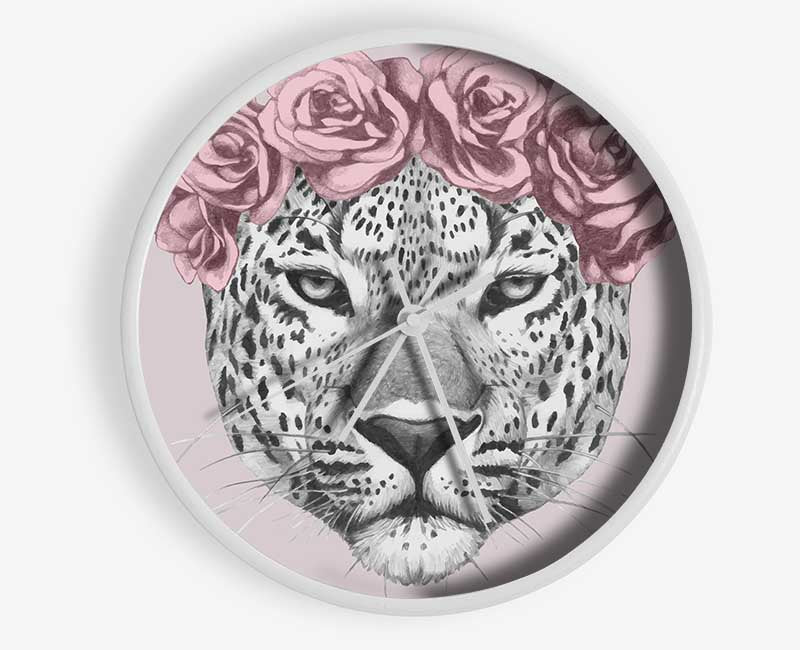 The Rose Head Leopard Clock - Wallart-Direct UK