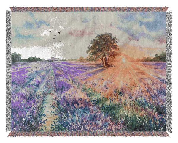 Lilac Fields Sunset Woven Blanket