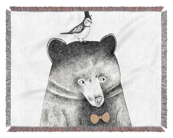 Bird And Bear Woven Blanket