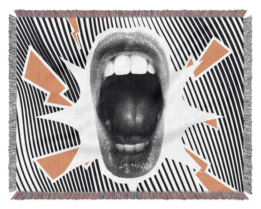 Shouting Lips Woven Blanket