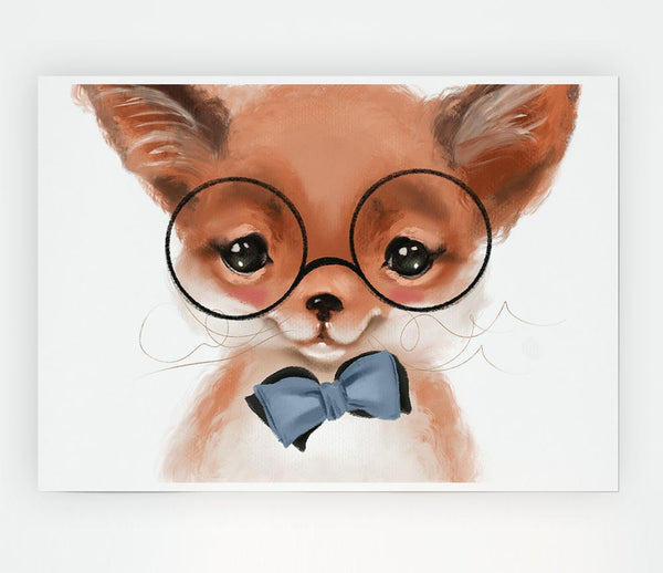 Little Puppy Glasses Print Poster Wall Art
