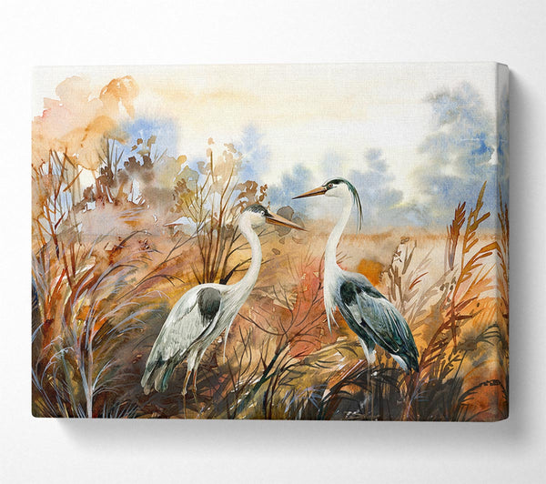  A Canvas Print of Herons In The Pond Canvas Wall Art