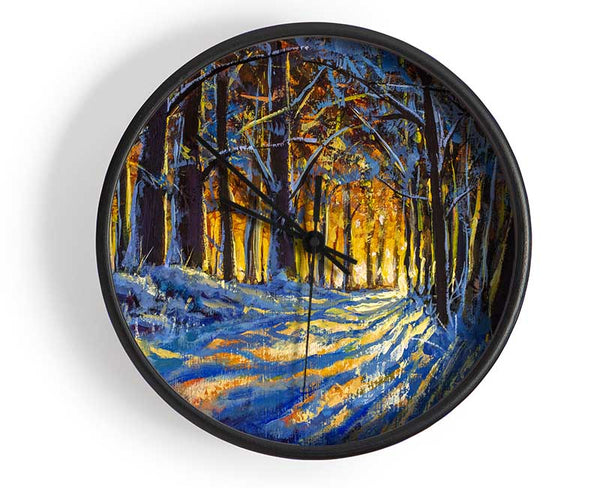 Snowy Winters Forest Clock - Wallart-Direct UK