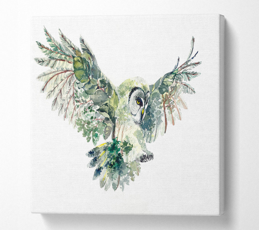 A Square Canvas Print Showing The Forest Owl Square Wall Art