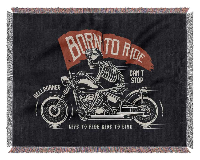 Born To Ride Woven Blanket