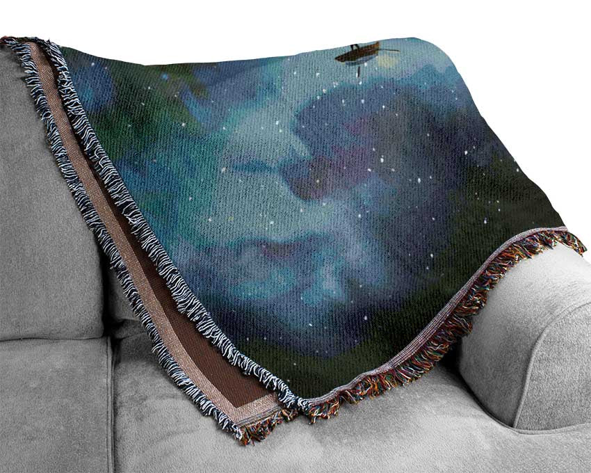 The Whale In Space Woven Blanket