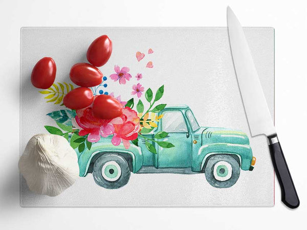 Pick Up Flowers Glass Chopping Board
