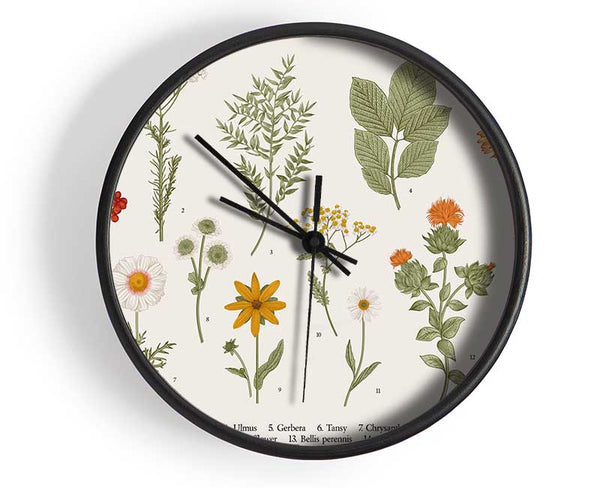 Flower Illustration Handrawn Clock - Wallart-Direct UK
