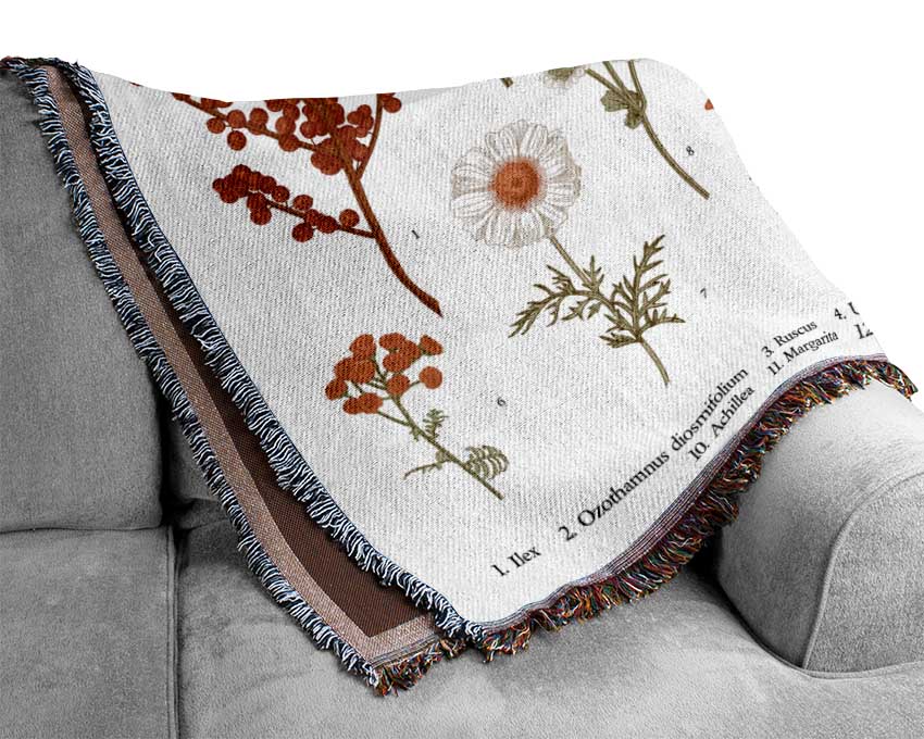 Flower Illustration Handrawn Woven Blanket