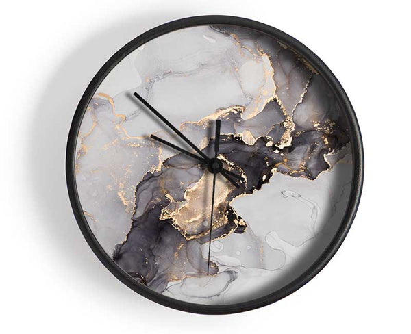 Grey And Gold Marble Clock - Wallart-Direct UK