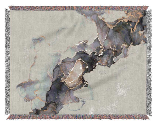 Grey And Gold Marble Woven Blanket