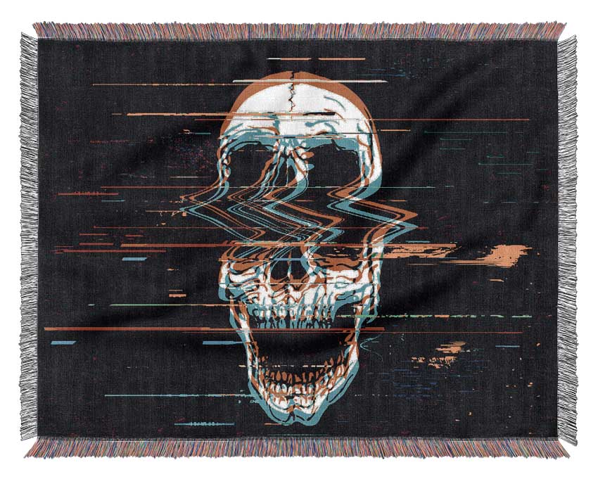 Waves Through A Skull Woven Blanket