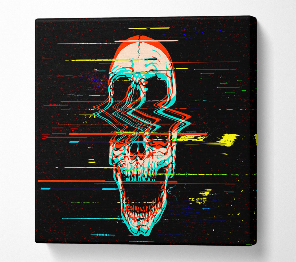 A Square Canvas Print Showing Waves Through A Skull Square Wall Art