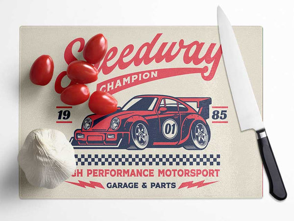 Speedway Champion Glass Chopping Board