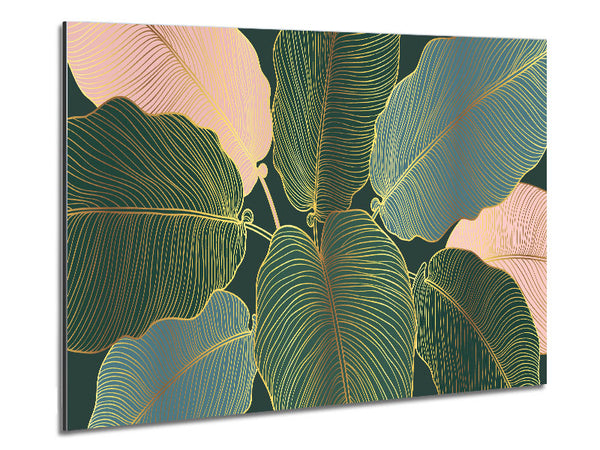 Palm Leaf Gold Lines Metal Print
