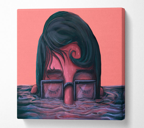 A Square Canvas Print Showing Submersing In The Ocean Square Wall Art