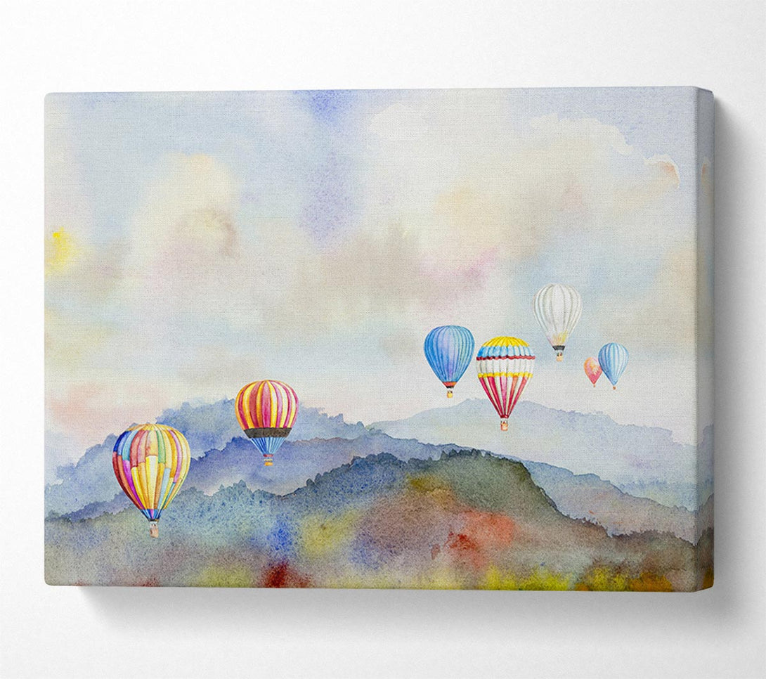 Picture of Hot Air Balloons In The Valley Canvas Print Wall Art