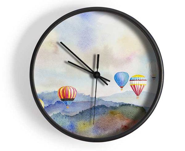 Hot Air Balloons In The Valley Clock - Wallart-Direct UK