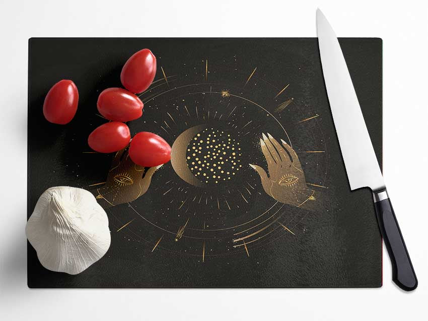 Hands Of The Spirits Glass Chopping Board