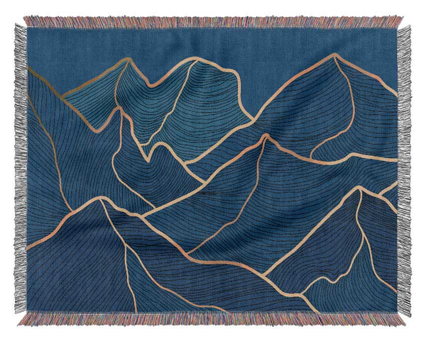 Gold Mountains On Blue Woven Blanket