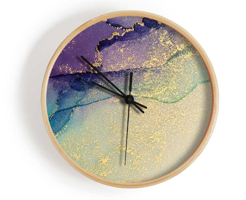Glitter Over Watercolour Clock - Wallart-Direct UK