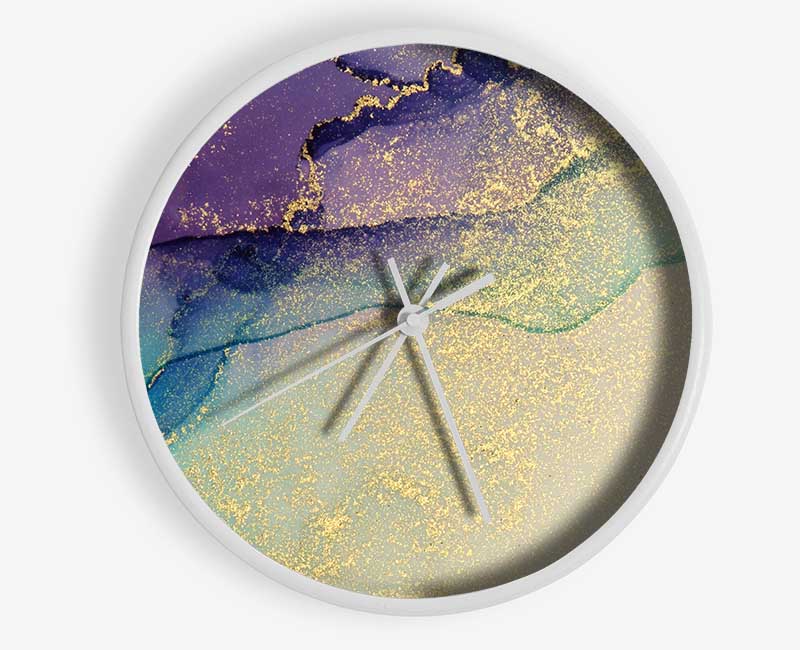 Glitter Over Watercolour Clock - Wallart-Direct UK