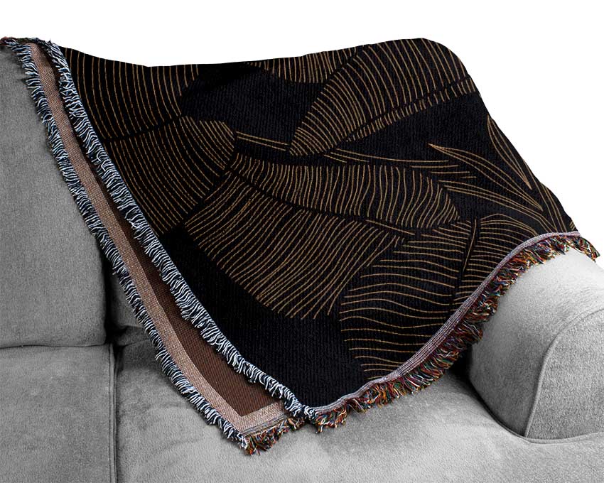 The Gold Lined Leaf Woven Blanket