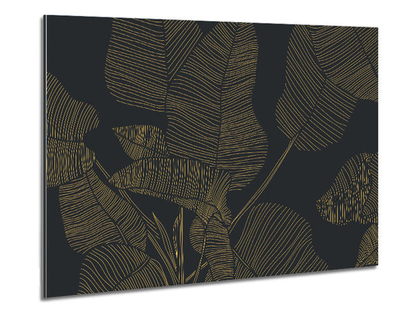 The Gold Lined Leaf Metal Print