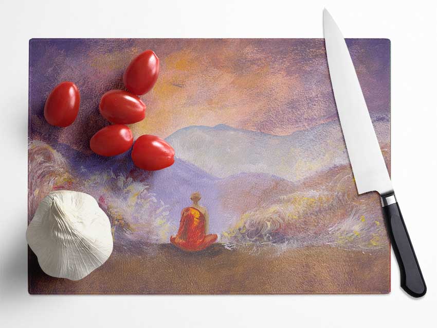 Monk On The Hilltop Glass Chopping Board