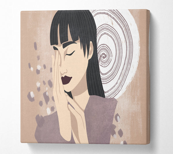 A Square Canvas Print Showing Hand To Face Square Wall Art
