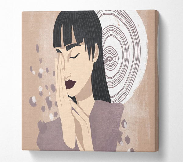 A Square Canvas Print Showing Hand To Face Square Wall Art