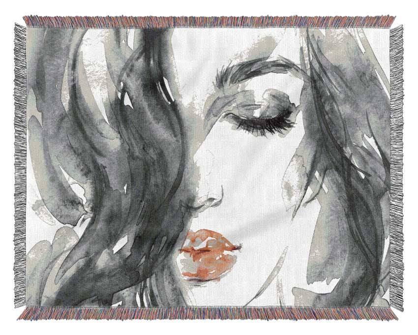 Watercolour Red Lips Woven Blanket