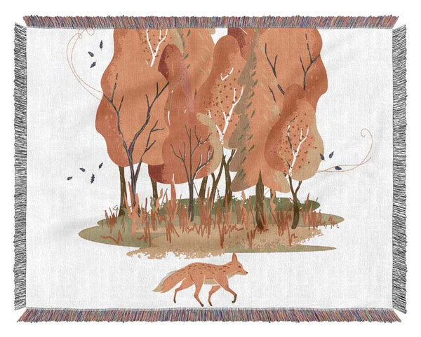 Fox In The Woodland Woven Blanket