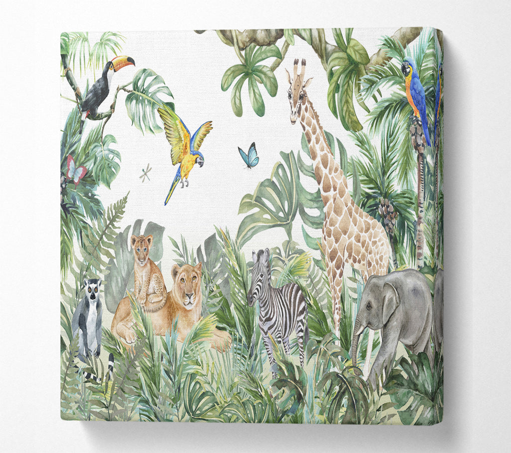 A Square Canvas Print Showing Safari Jungle Adventure Square Wall Art