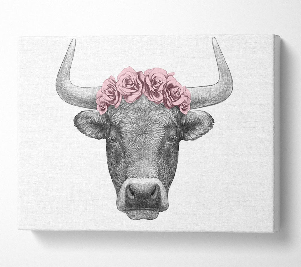 Picture of Rose Bull Head Canvas Print Wall Art