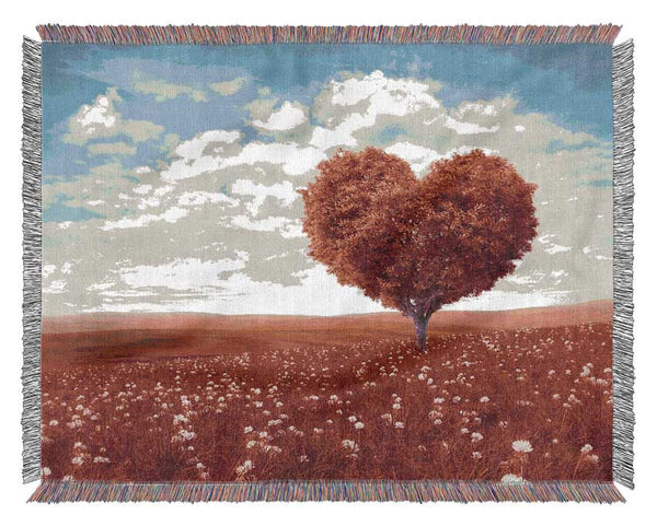 The Red Tree Heart Woven Blanket