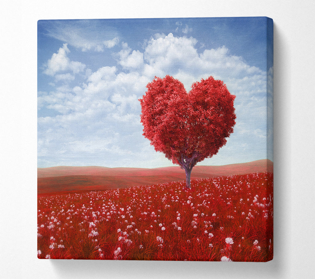 A Square Canvas Print Showing The Red Tree Heart Square Wall Art