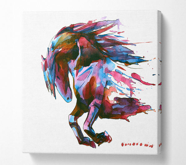 A Square Canvas Print Showing The Raging Horse Square Wall Art