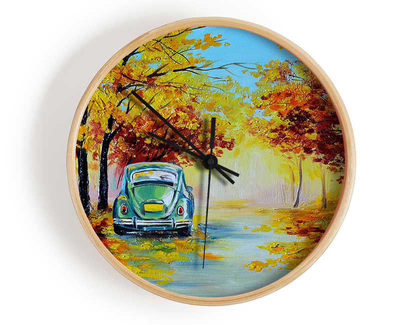 Vw Beatle In Autumn Clock - Wallart-Direct UK